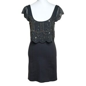 American Eagle Sequin Embellished Cocktail Party Dress Black Women Small